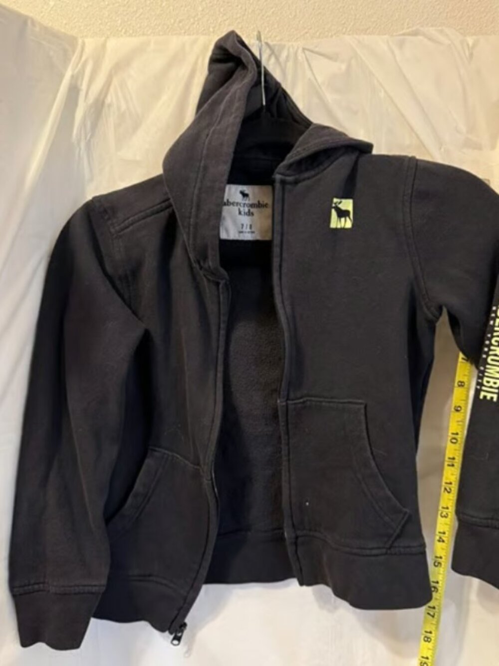 Abercrombie Kids Black Hoodie Moose Logo Size 7/8 Youth